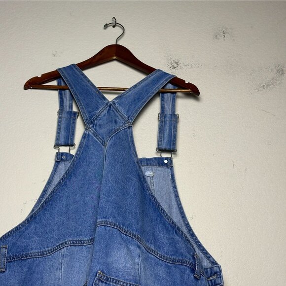 Forever 21 Denim Jeans Bib Overalls Shorts Western Indie Boho Pant Women 2x NWT - Picture 8 of 15
